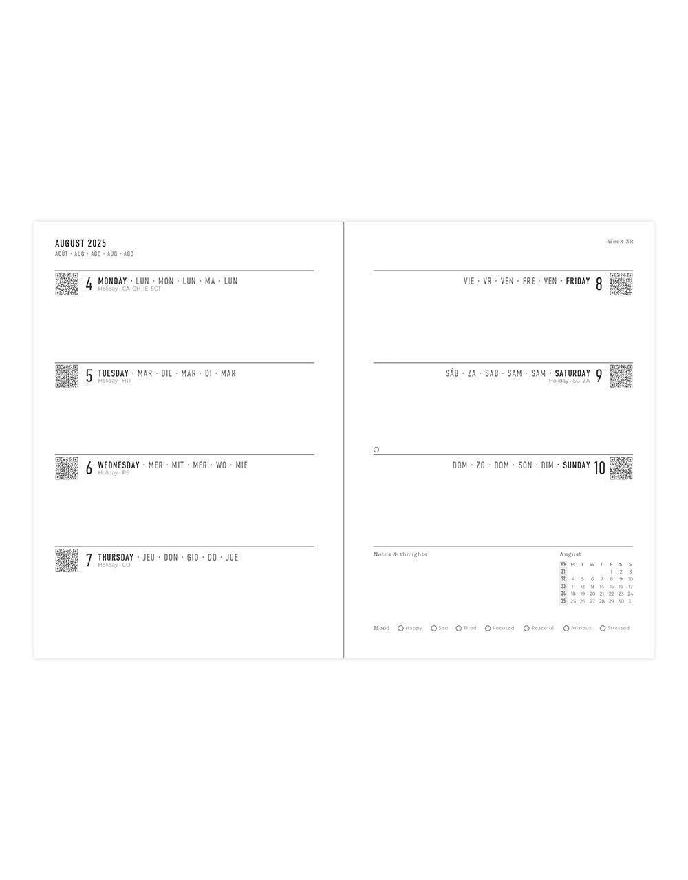 Letts Daisies A6 Week to View Planner 2025-2026 - Multilanguage 26-031868 #color_daisies-blue