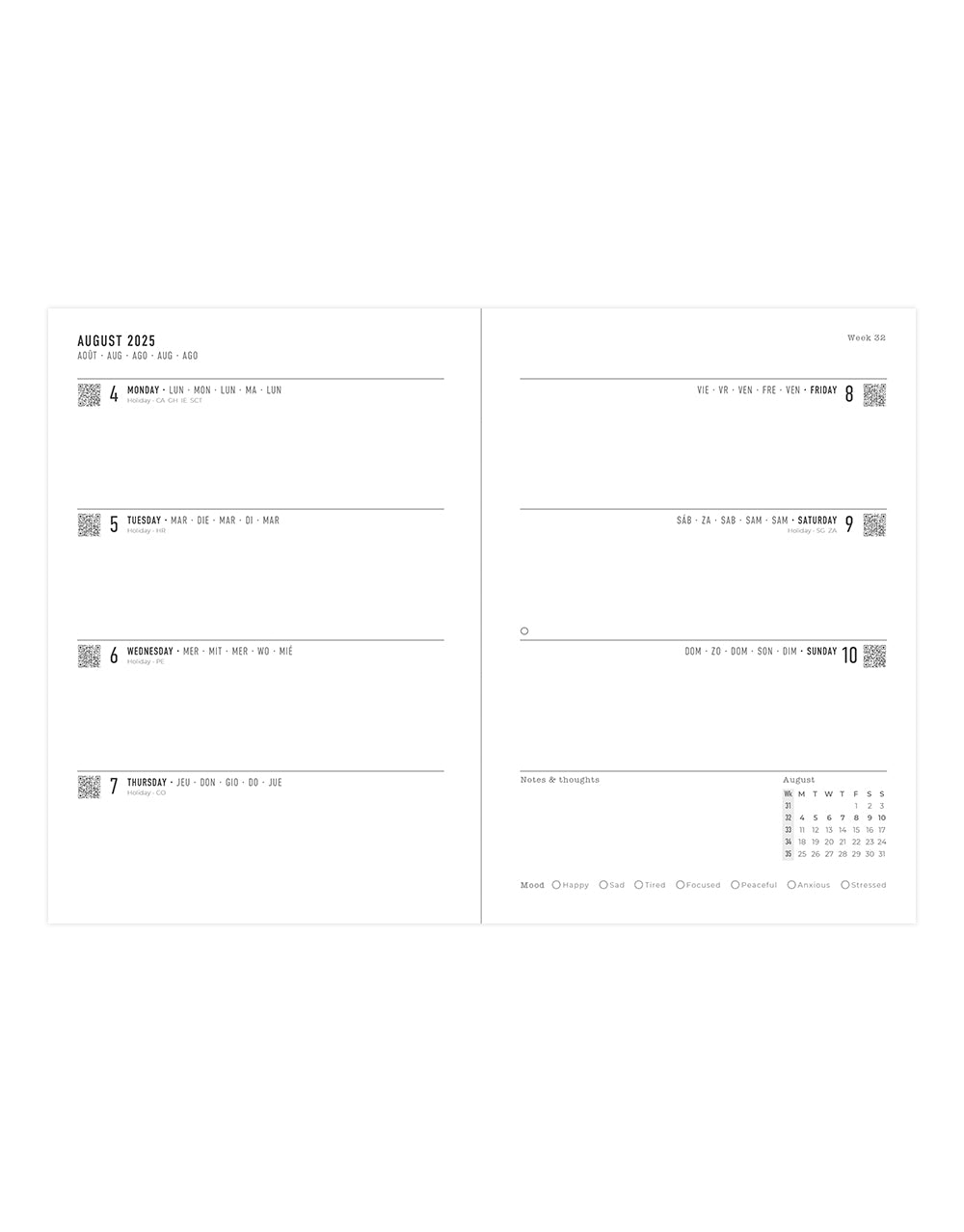 Letts Stripes A5 Week to View Planner 2025-2026 - Multilanguage 26-031874 #color_sky