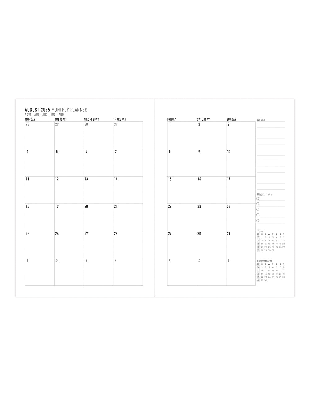 Letts Stripes A5 Week to View Planner 2025-2026 - Multilanguage 26-031874 #color_sky