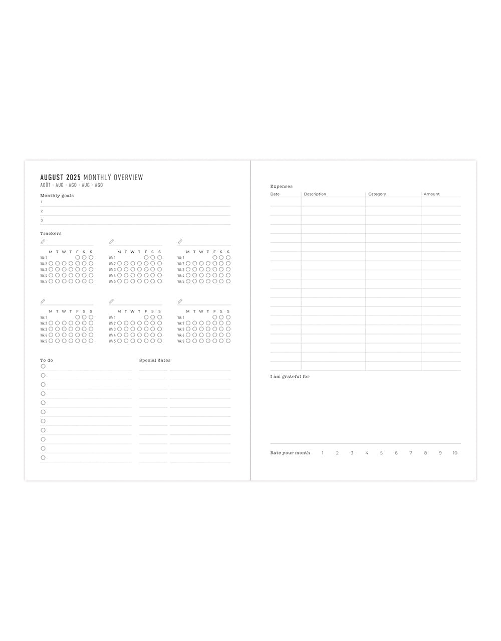 Letts Stripes A5 Week to View Planner 2025-2026 - Multilanguage 26-031874 #color_sky