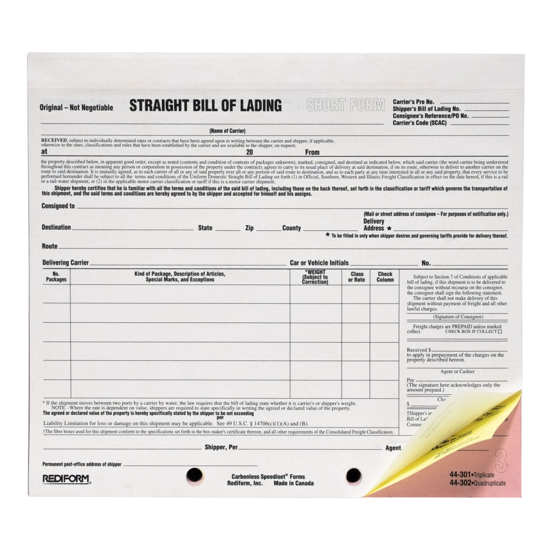 Bill of Lading Snap-A-Way 44301