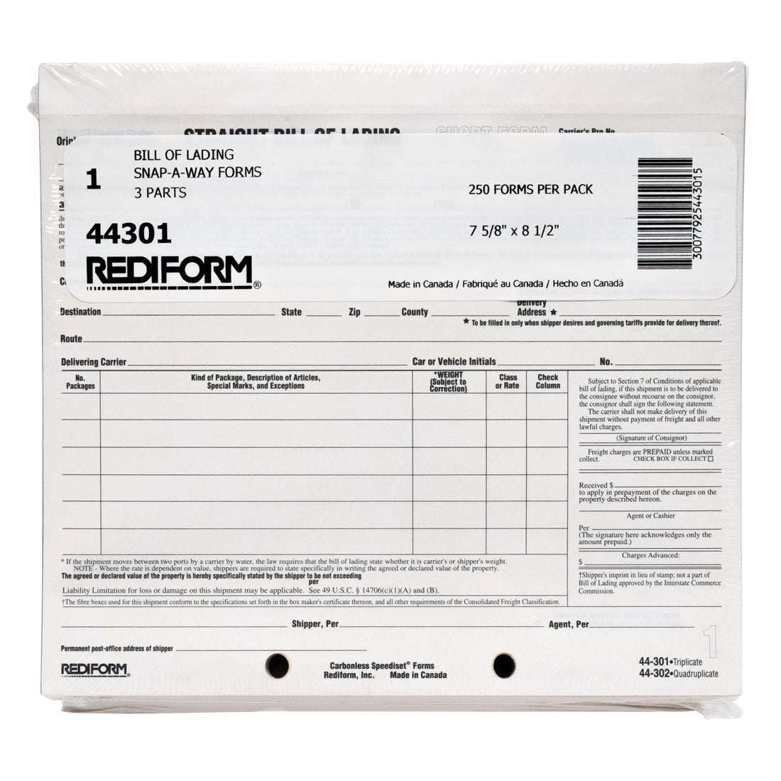 Bill of Lading Snap-A-Way 44301