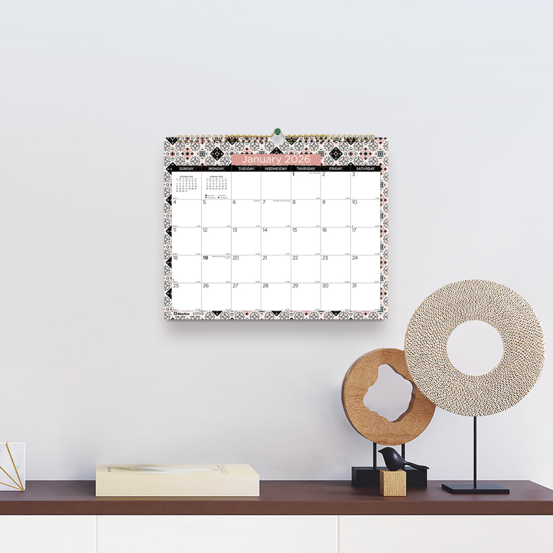 Blueline Colorful Monthly Wall Calendar 2026, Tiles C171115-26
