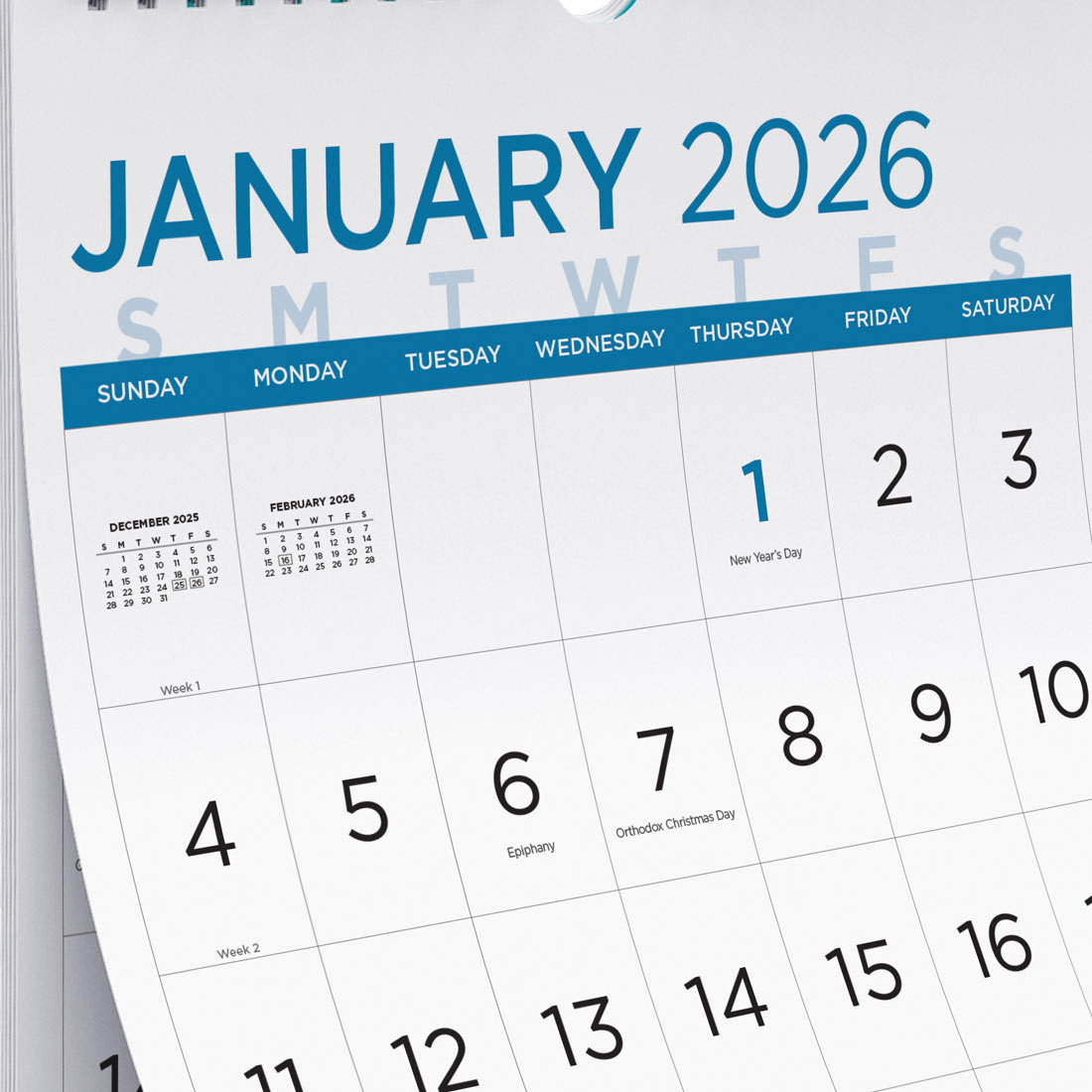 Blueline Large Print Wall Calendar, 2026 C173106-26