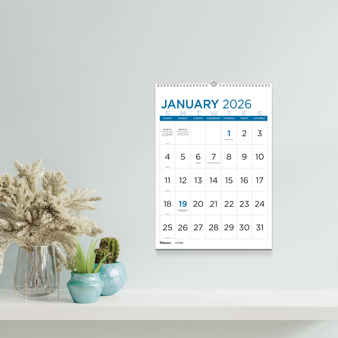Blueline Large Print Wall Calendar, 2026 C173106-26