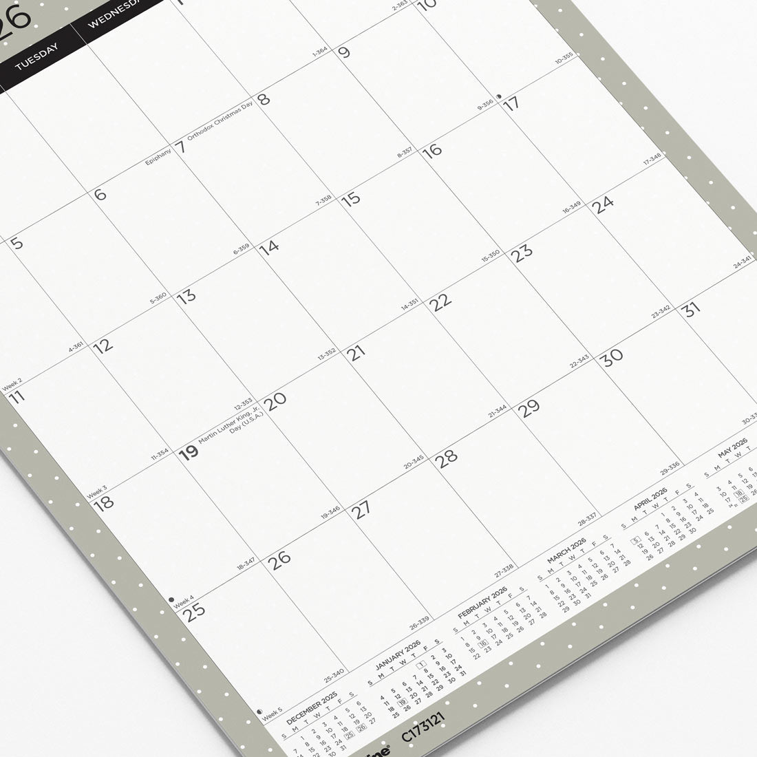 Blueline Colorful Monthly Wall Calendar, Minimalist, 2026 C173121-26
