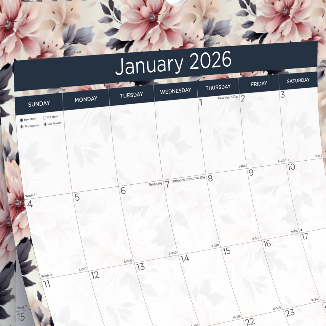 Blueline Colorful Monthly Wall Calendar, Floral, 2026 C173128-26