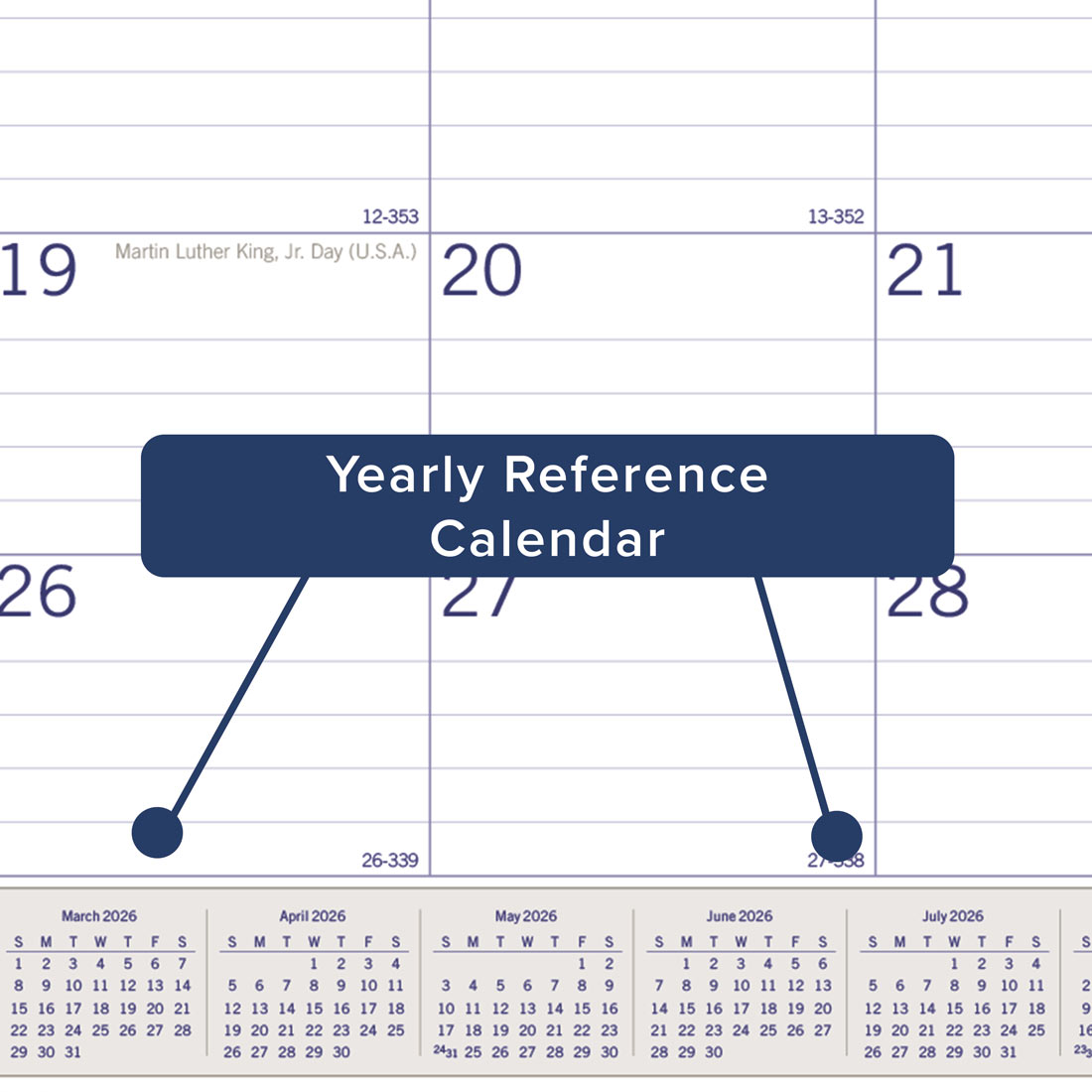 Blueline DuraGlobe™ Monthly Desk Pad Calendar, Bamboo, 2026 C177227-26