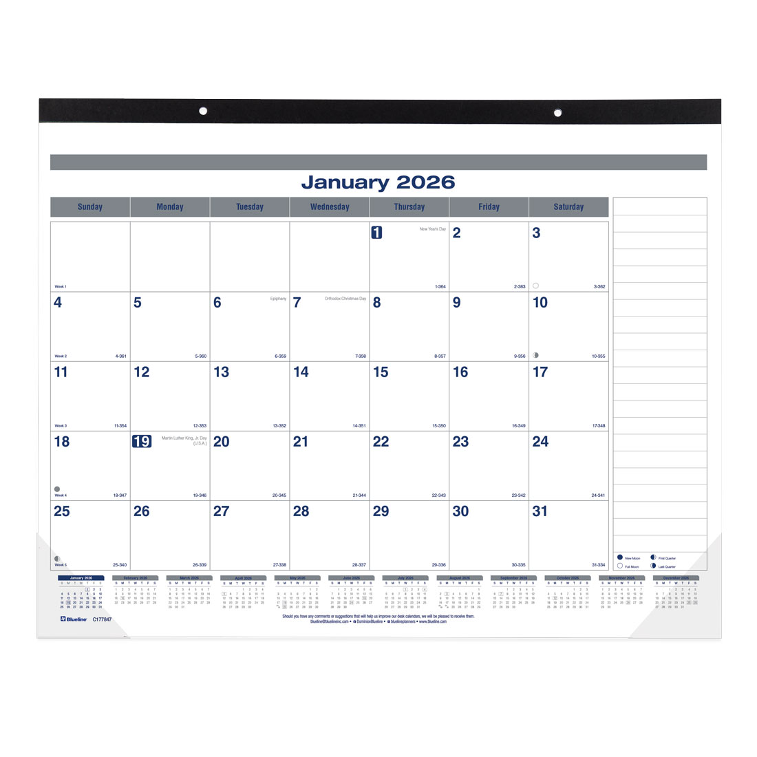 Blueline Net Zero Carbon™ Monthly Desk Pad Calendar, 2026 C177847-26