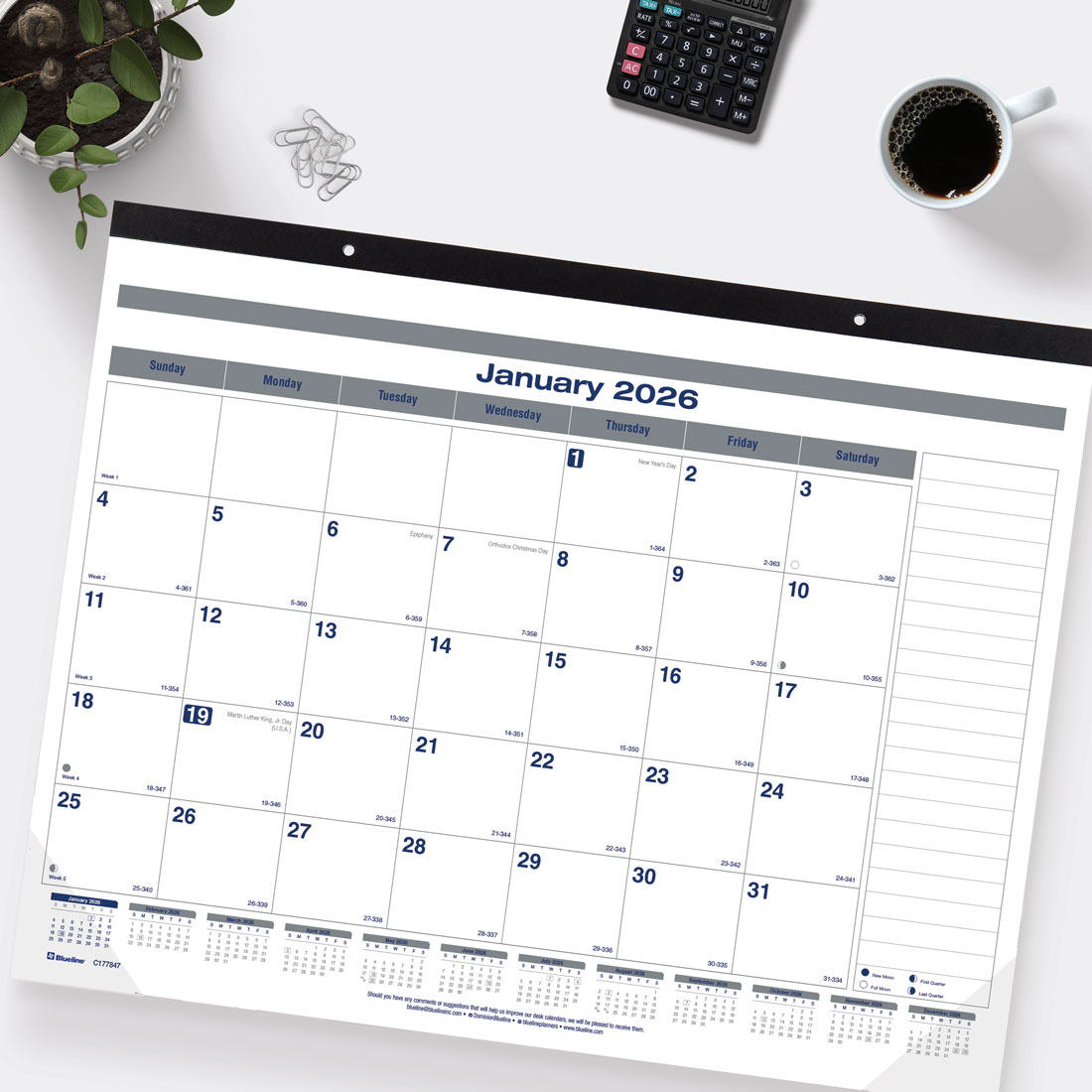 Blueline Net Zero Carbon™ Monthly Desk Pad Calendar, 2026 C177847-26