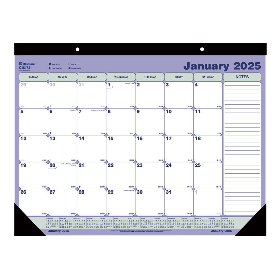 Desk Pad or Wall Calendar 2025, English (C18173125) Blueline Blueline Desk Calendar 2025