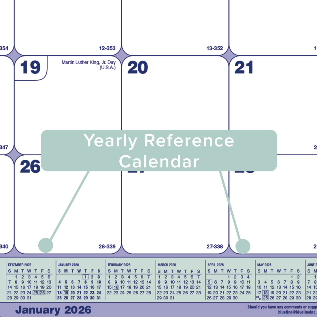 Blueline Monthly Desk Pad Calendar, 2026 C181731-26