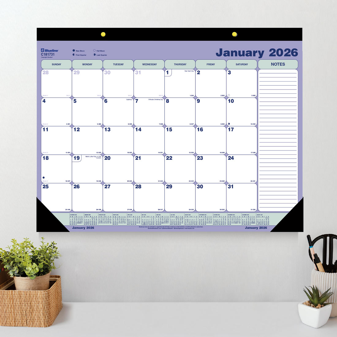 Blueline Monthly Desk Pad Calendar, 2026 C181731-26