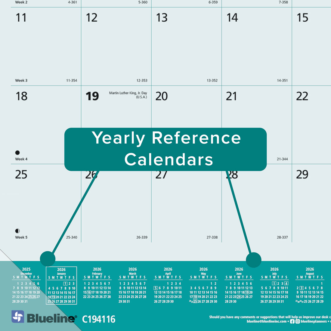 Blueline Man's Best Friend Monthly Desk Pad Calendar, 2026 C194116-26