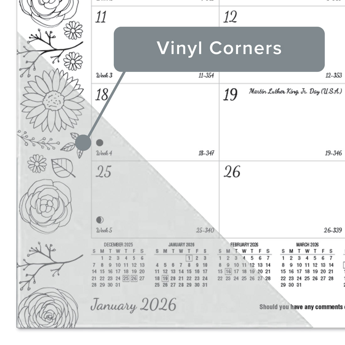 Blueline DoodlePlan™ Coloring Desk Pad Calendar, 2026 C2917001-26