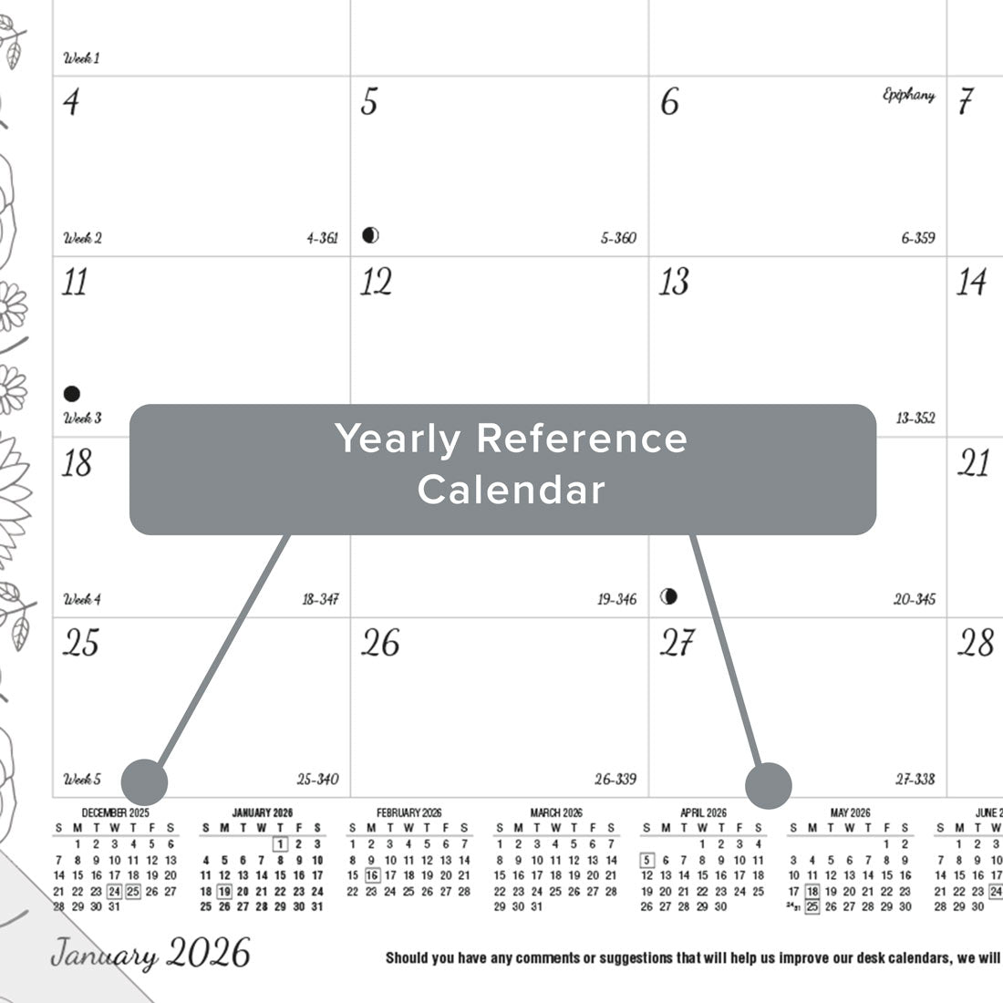 Blueline DoodlePlan™ Coloring Desk Pad Calendar, 2026 C2917001-26