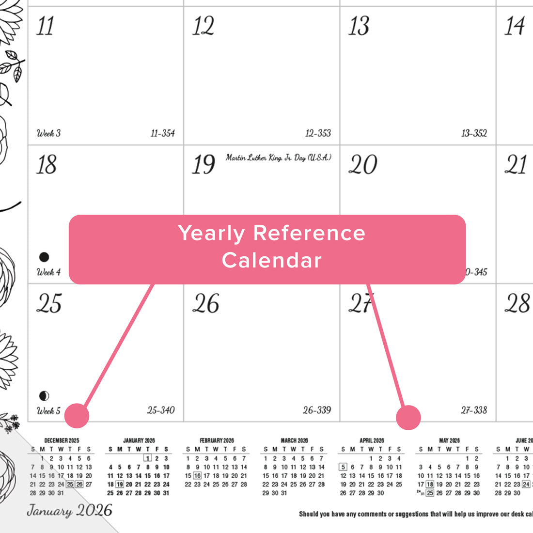 Blueline DoodlePlan™ Coloring Desk Pad Calendar, 2026 C2917311-26