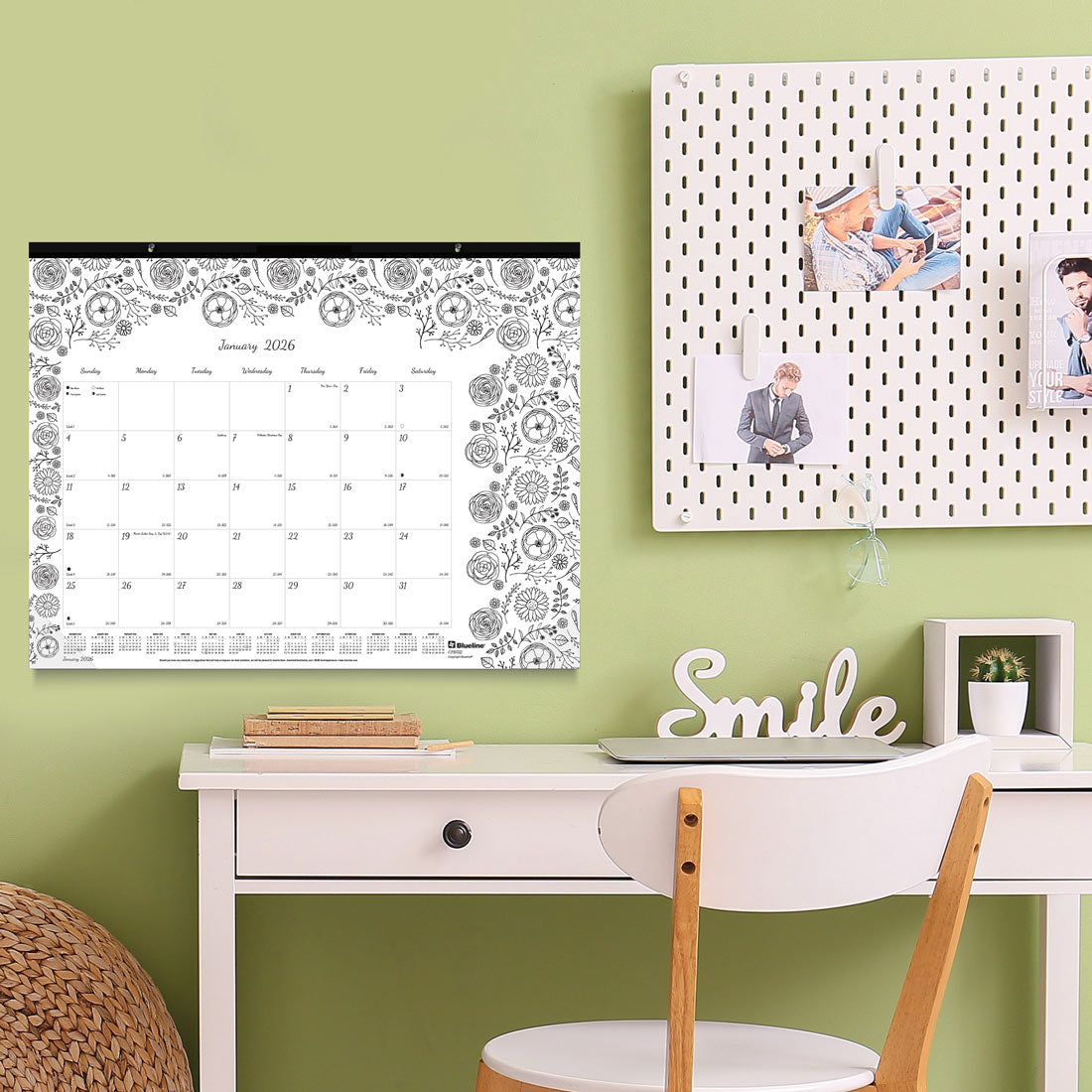Blueline DoodlePlan™ Coloring Desk Pad Calendar, 2026 C2917311-26