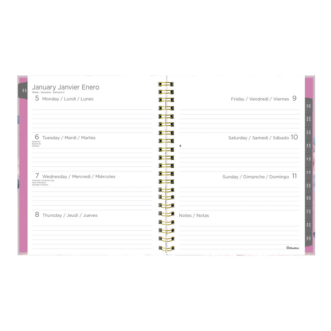 Blueline Lavender Floral Weekly/Monthly Planner 2026, Trilingual C37110B.01-26