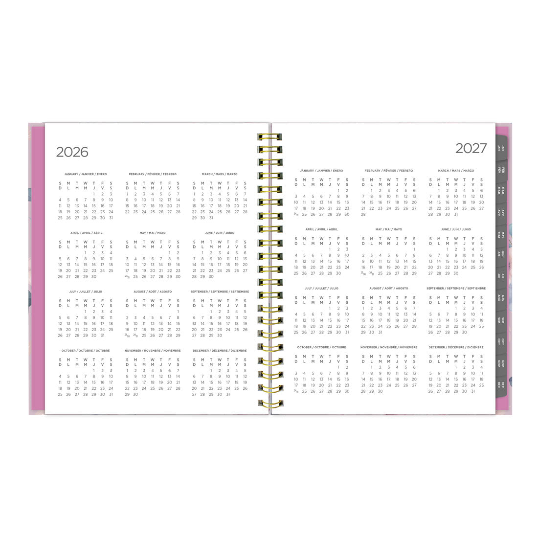 Blueline Lavender Floral Weekly/Monthly Planner 2026, Trilingual C37110B.01-26