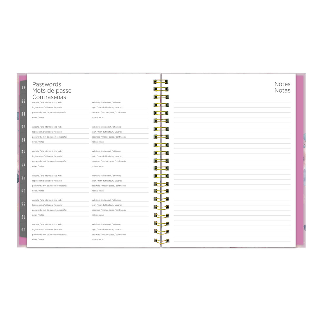 Blueline Lavender Floral Weekly/Monthly Planner 2026, Trilingual C37110B.01-26