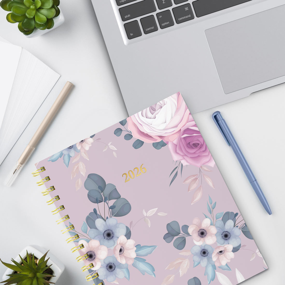 Blueline Lavender Floral Weekly/Monthly Planner 2026, Trilingual C37110B.01-26