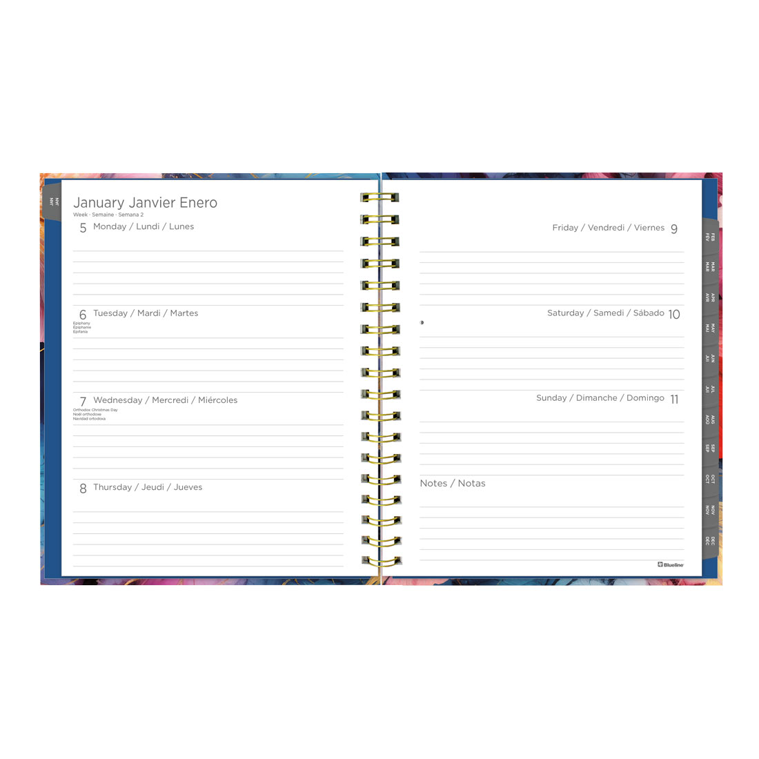 Blueline Midnight Floral Weekly/Monthly Planner 2026, Trilingual C38090B.01-26