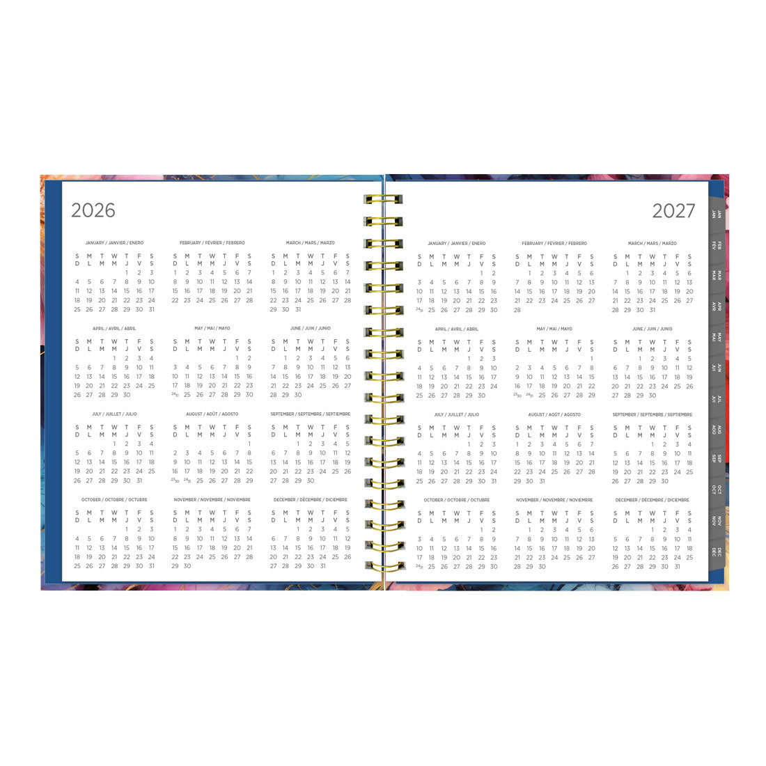 Blueline Midnight Floral Weekly/Monthly Planner 2026, Trilingual C38090B.01-26