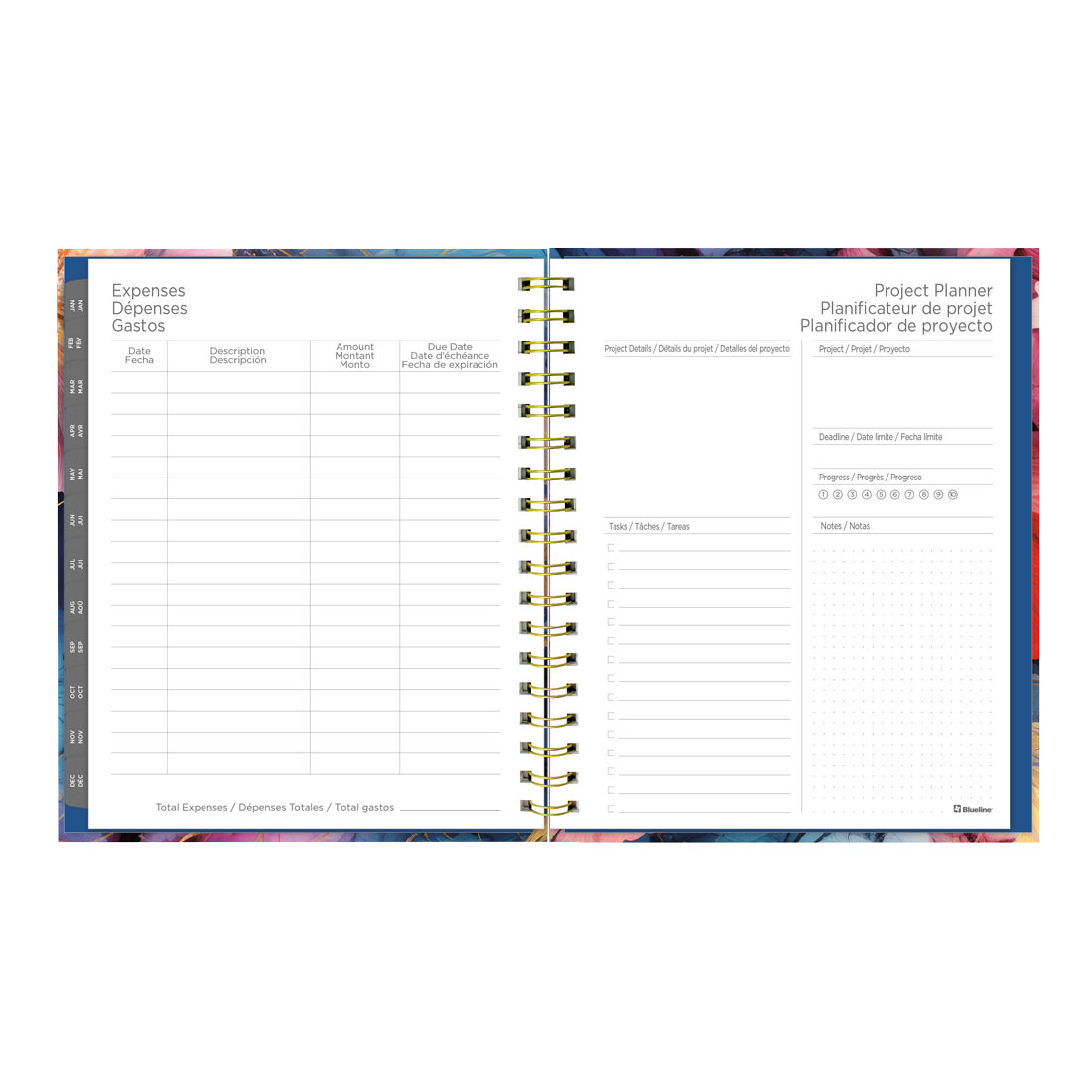 Blueline Midnight Floral Weekly/Monthly Planner 2026, Trilingual C38090B.01-26