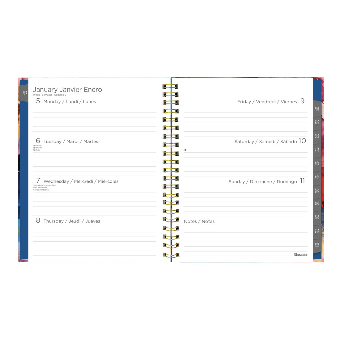 Blueline Midnight Floral Weekly/Monthly Planner 2026, Trilingual C38110B.01-26