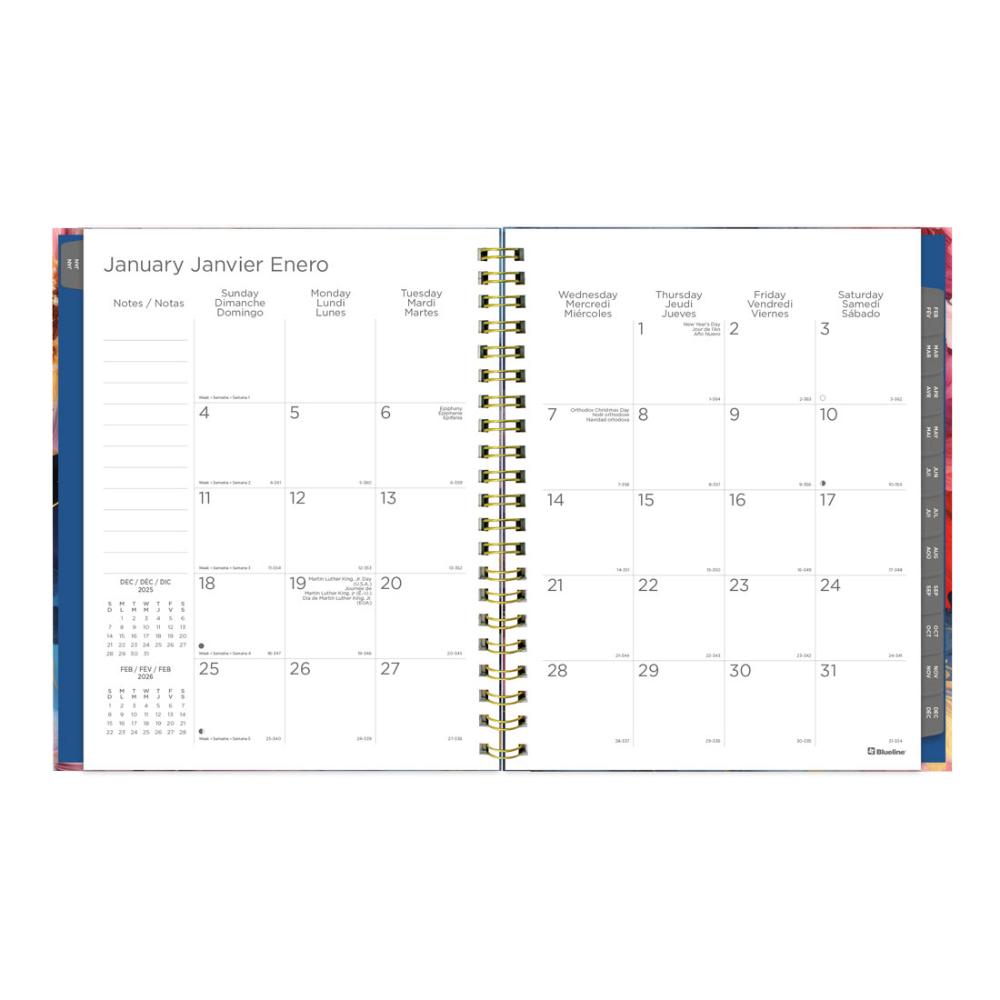 Blueline Midnight Floral Weekly/Monthly Planner 2026, Trilingual C38110B.01-26