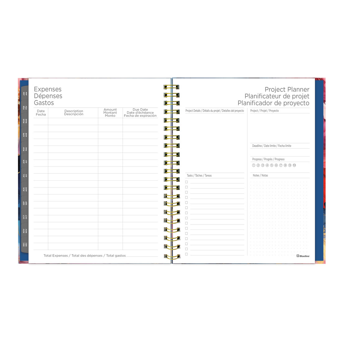Blueline Midnight Floral Weekly/Monthly Planner 2026, Trilingual C38110B.01-26