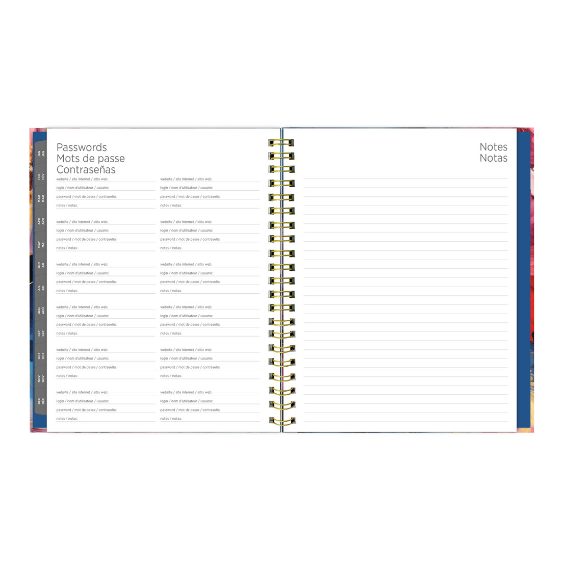 Blueline Midnight Floral Weekly/Monthly Planner 2026, Trilingual C38110B.01-26