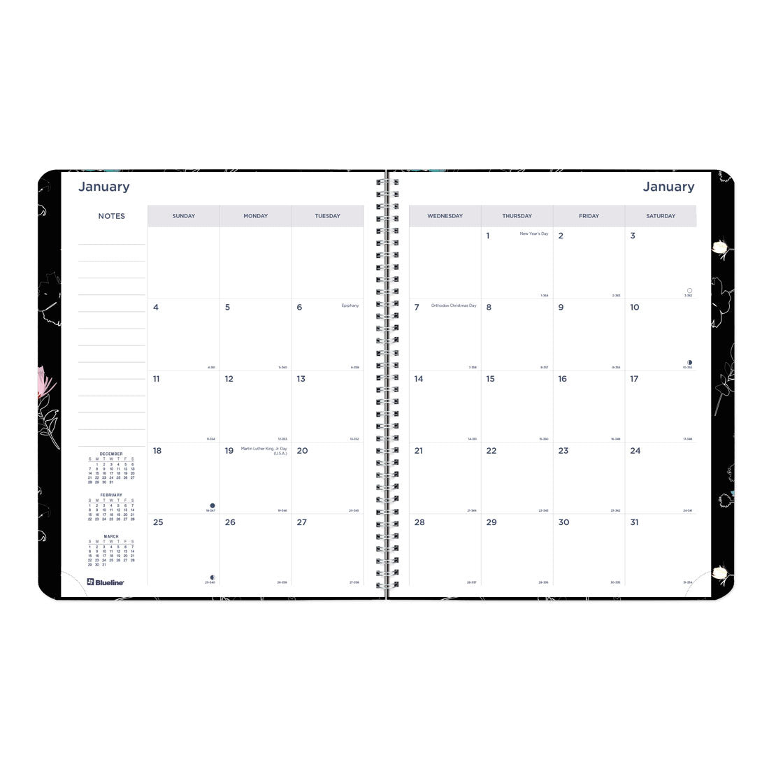 Blueline Dramatic Floral Monthly Planner 2026 C701G.01-26