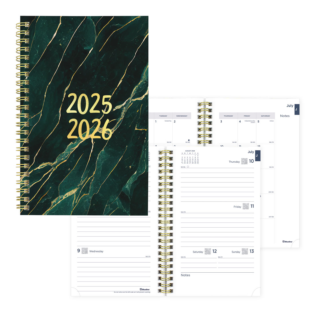 Academic Weekly Planner, Marble, 2025-2026, Blueline CA114PI-26 #color_marble-green
