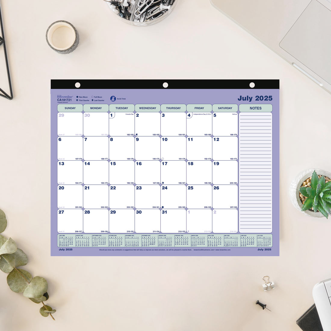 Academic Monthly Desk Pad, 13 Months, 2025-2026, Brownline CA181721-26 #color_default-title