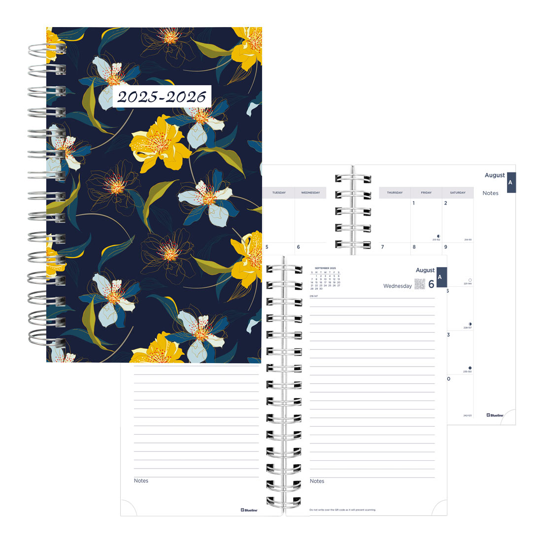 Academic Daily Planner, Blossom, 2025-2026, Blueline CA214PG-26 #color_blossom-navy