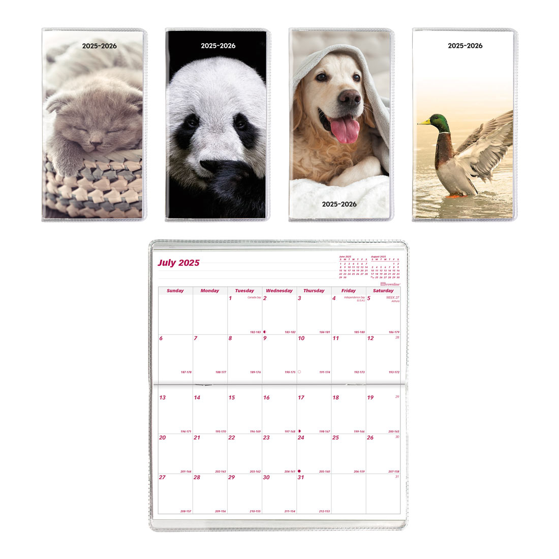 18-Month Pocket Planner, Animals, Assorted Designs, 2025-2026, Brownline CA412.ASX-26 #color_default-title