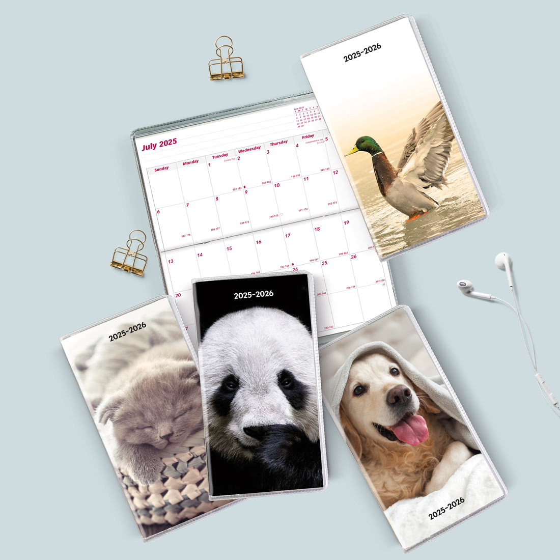 18-Month Pocket Planner, Animals, Assorted Designs, 2025-2026, Brownline CA412.ASX-26 #color_default-title