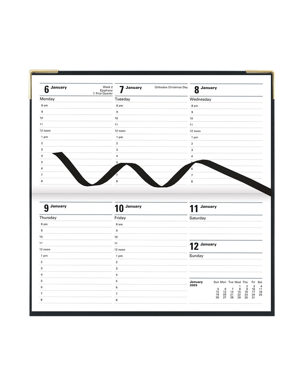 Classic Slim Landscape Week to View Planner with Appointments and Planners 2025 - English 25-C32SBK#color_black