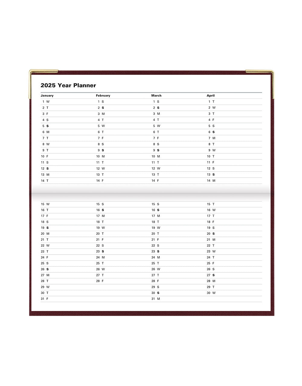 Classic Slim Landscape Week to View Planner with Appointments and Planners 2025 - English 25-C32SBY#color_burgundy