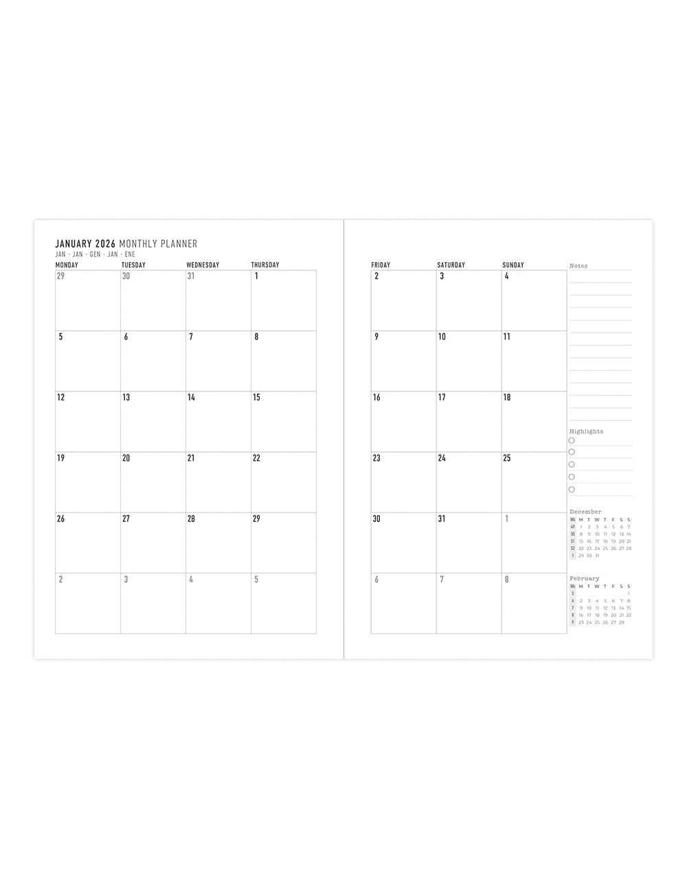 Letts of London Morocco A5 Week to View Planner 2026 - Multilanguage Pink 26-082494 #color_morocco-pink