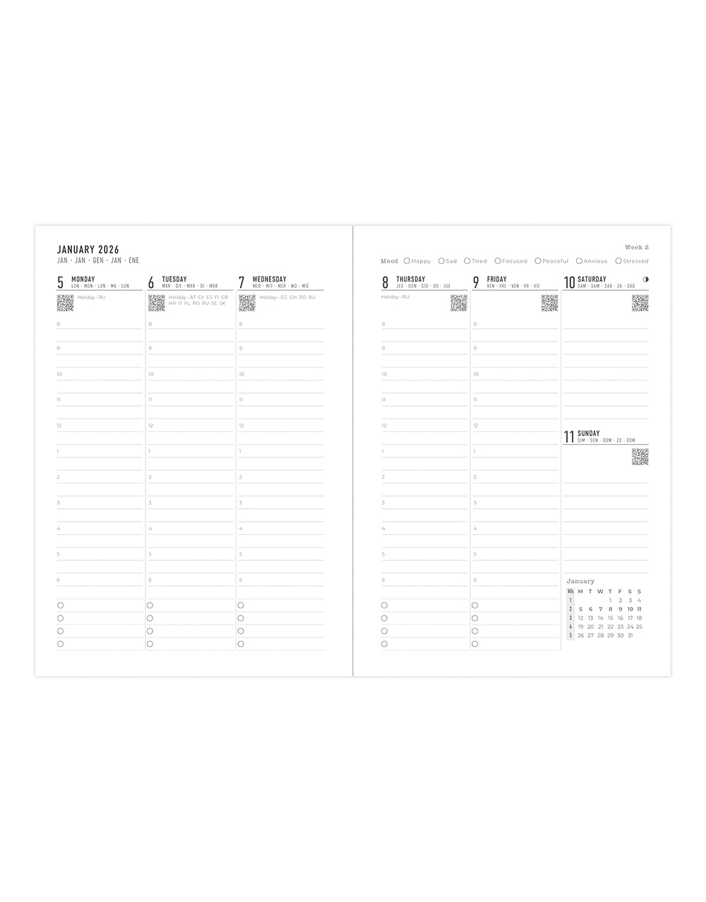 Letts of London Milano A5 Vertical Week to View Planner with Appointments 2026  -  26-CT03XUBK #color_black