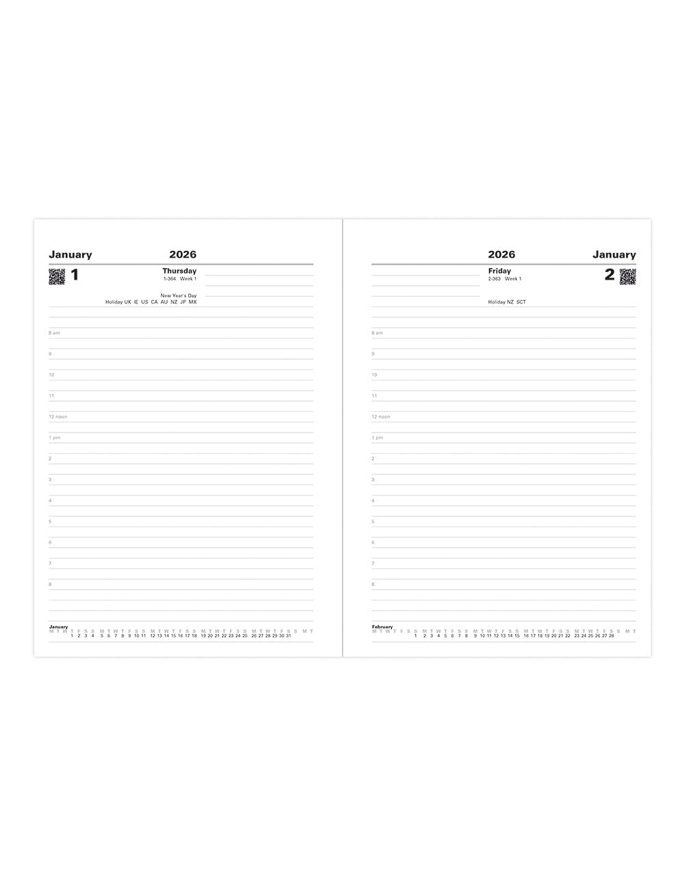 Letts of London Standard A5 Day to a Page Planner 2026 - English 26-C10XBK #color_black