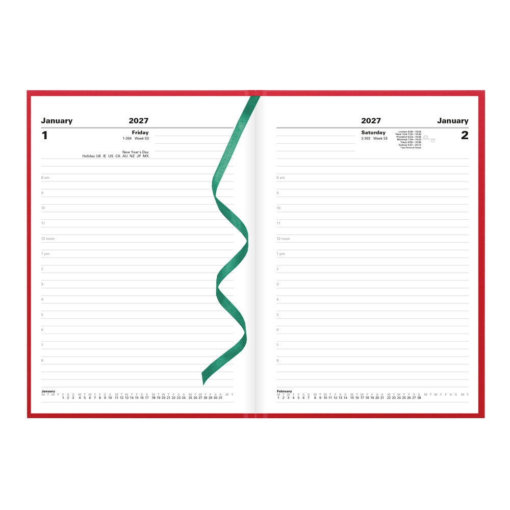 Letts A5 Daily Appointment Book, Standard, 2027 Red 27-C10XBY#color_red