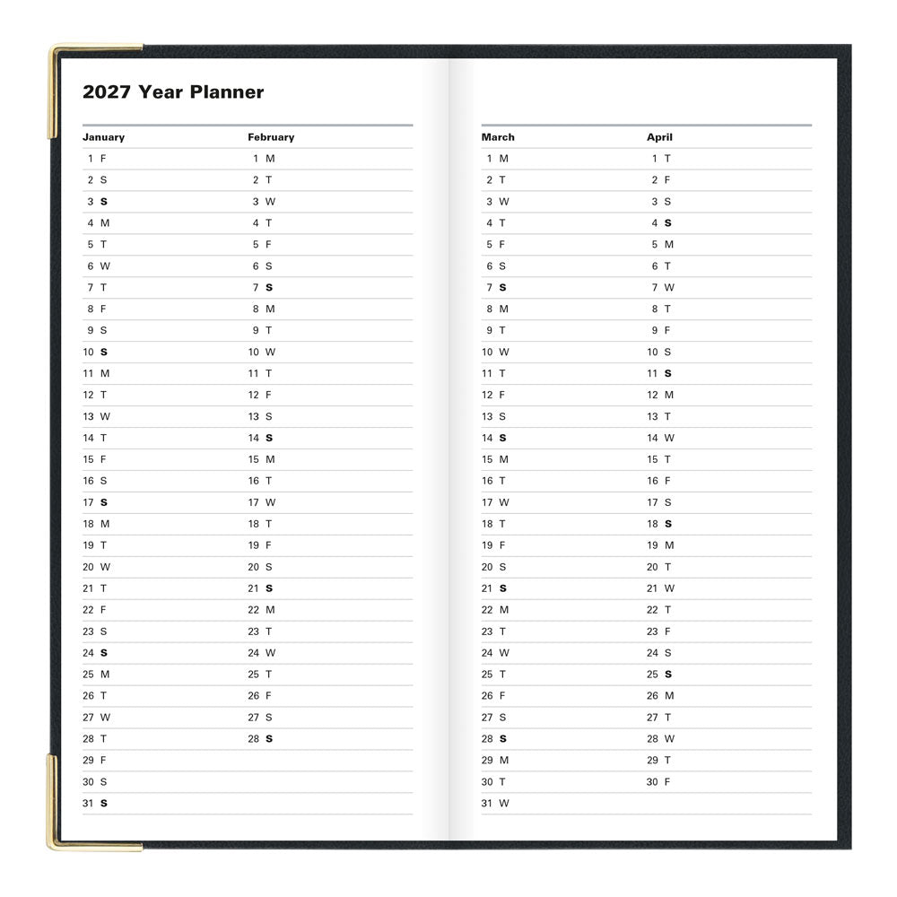 Letts Slim Weekly Planner, Classic, 2027 Black 27-C32SUBK#color_black