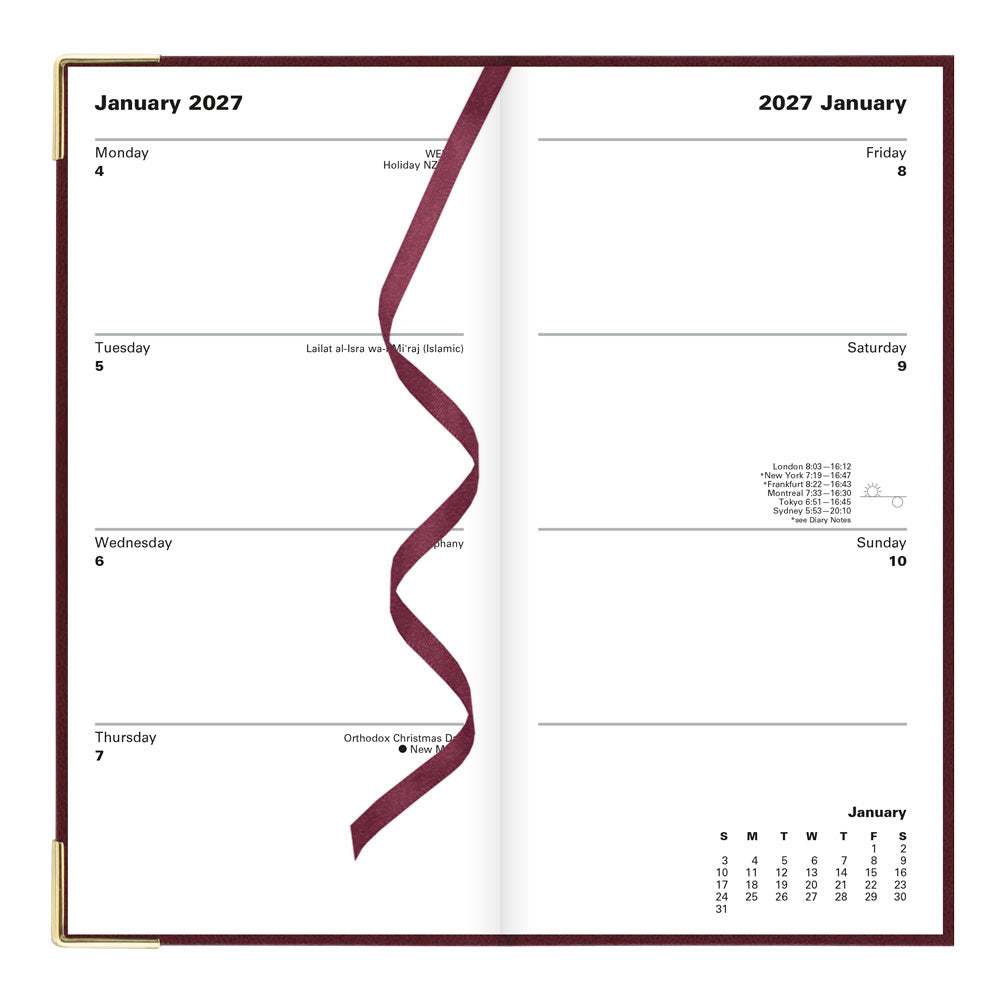 Letts Slim Weekly Planner, Classic, 2027 Burgundy 27-C32SUBY#color_burgundy