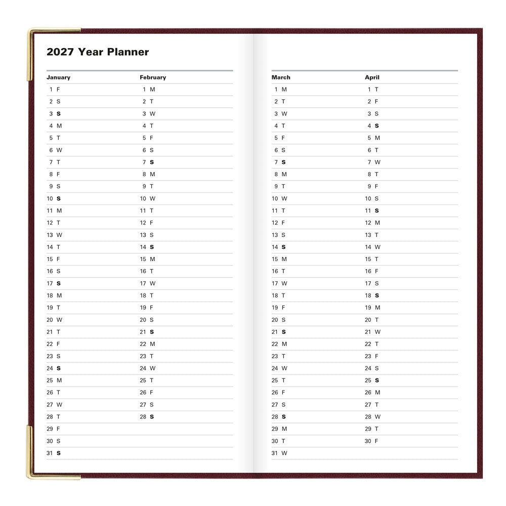 Letts Slim Weekly Planner, Classic, 2027 Burgundy 27-C32SUBY#color_burgundy