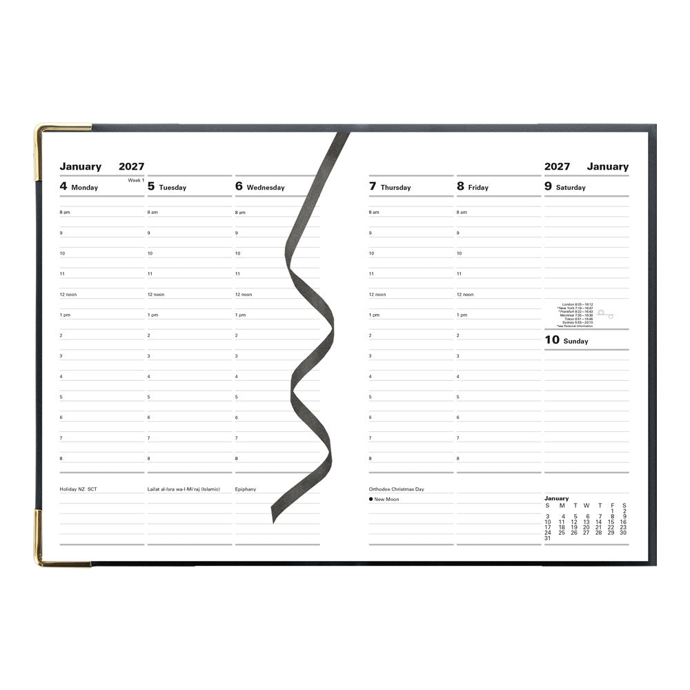 Letts A5 Weekly Appointment Book, Classic, 2027 Black 27-C32XBK#color_black