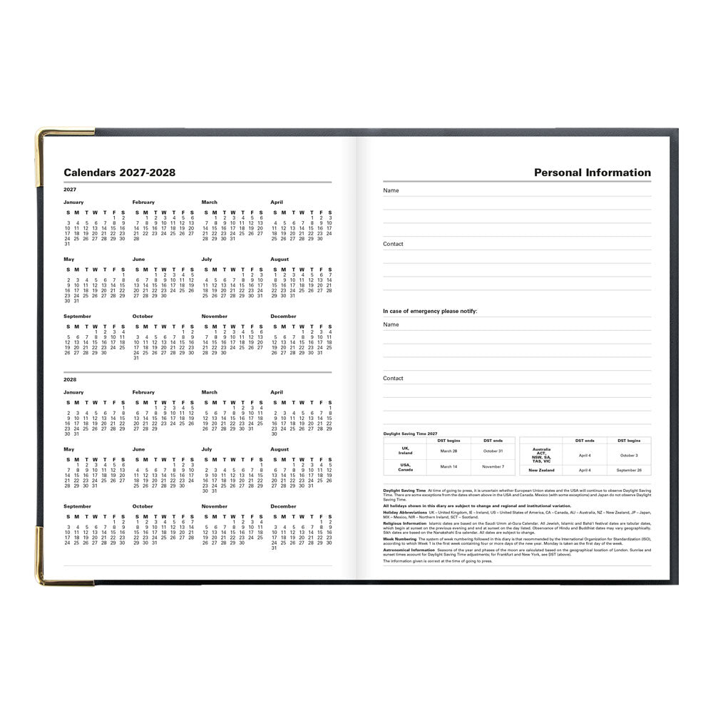 Letts A5 Weekly Appointment Book, Classic, 2027 Black 27-C32XBK#color_black